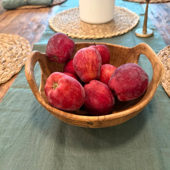 Rustic Teak Bowl with Handles - 10" Diameter